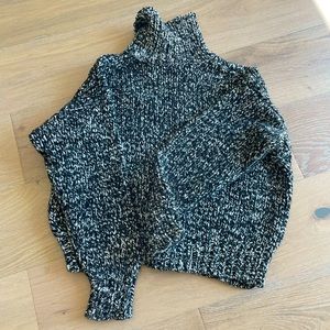 Zara black & white turtleneck wool blend chunky knit sweater